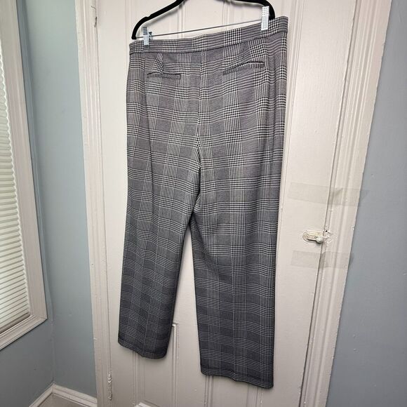 Bar III Nordstrom Pants Womens 16 Black White Houndstooth Straight Leg High Rise - Picture 7 of 9